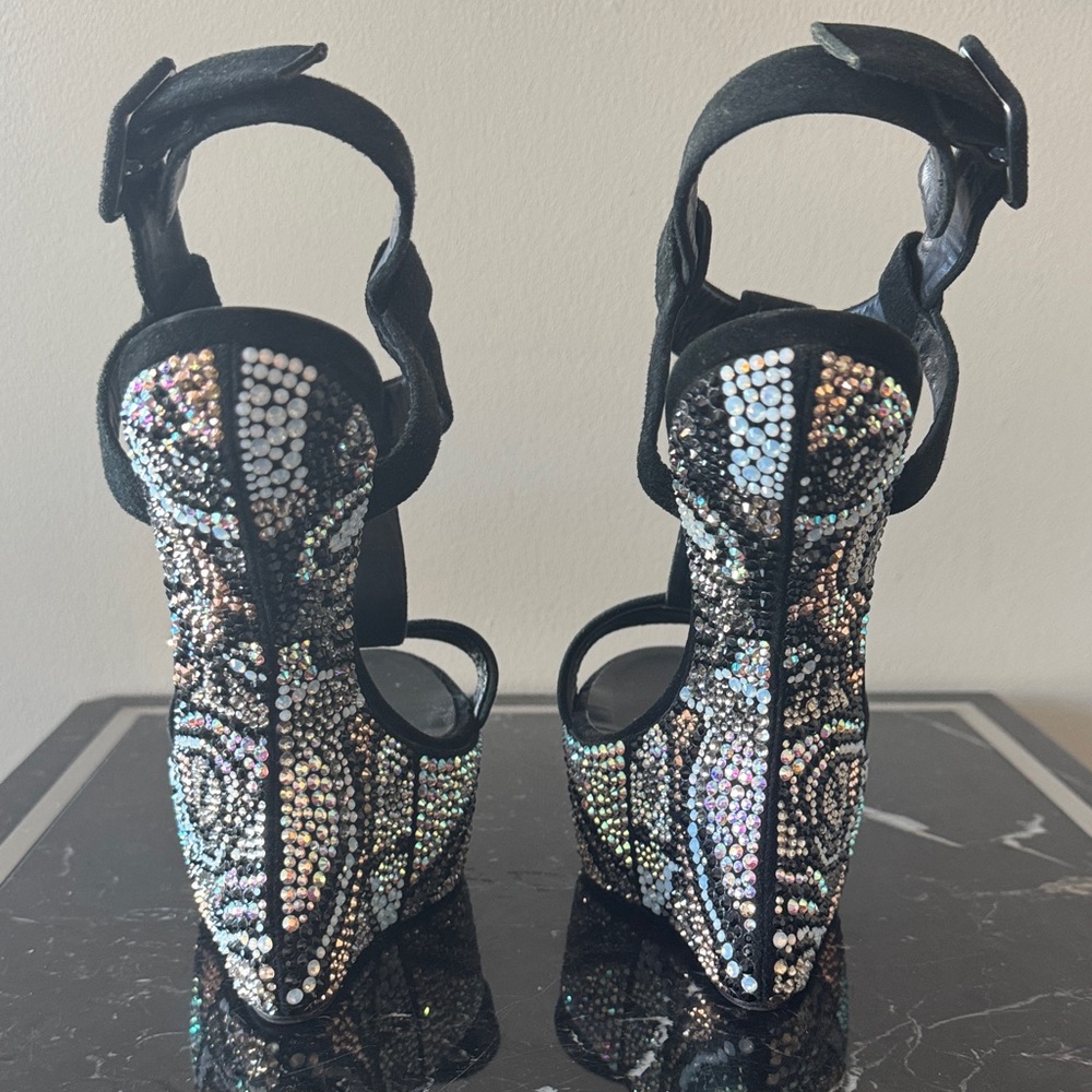 Giuseppe Zanotti Jem RARE fetish Black and Multicolor Embellished Platforms 38.5 - Picture 4 of 7